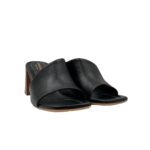 Sandalo Mules Sabot Lorenzo Mari in Nappa Nera Tacco 7 cm art. Fresia 12 - immagine 2