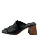 Sandalo Mules Sabot Lorenzo Mari in Nappa Nera Tacco 7 cm art. Fresia 12 - immagine 3