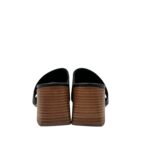 Sandalo Mules Sabot Lorenzo Mari in Nappa Nera Tacco 7 cm art. Fresia 12 - immagine 4