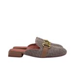 Sabot Lorenzo Mari in Rafia Intrecciata Rosa Nude Accessorio Oro Tacco 3 cm art. Calla 14