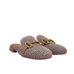 Sabot Lorenzo Mari in Rafia Intrecciata Rosa Nude Accessorio Oro Tacco 3 cm art. Calla 14 - immagine 2