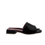 Ciabatta Lorenzo Mari In Pelle Intrecciata Nera Tacco 3 cm art. Samu Mag 53