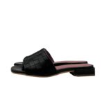Ciabatta Lorenzo Mari In Pelle Intrecciata Nera Tacco 3 cm art. Samu Mag 53 - immagine 3