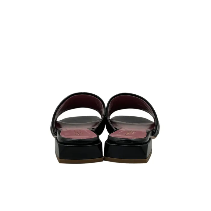 Ciabatta Lorenzo Mari In Pelle Intrecciata Nera Tacco 3 cm art. Samu Mag 53, foto 4 di 5