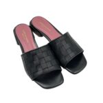 Ciabatta Lorenzo Mari In Pelle Intrecciata Nera Tacco 3 cm art. Samu Mag 53 - immagine 5