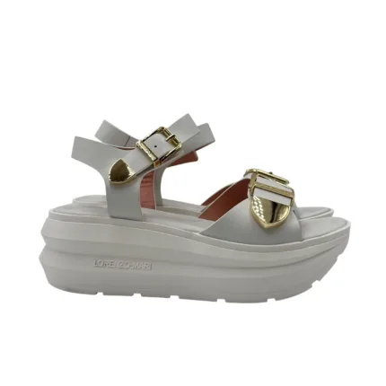 Sandali Con Zeppa H 6 cm Lorenzo Mari In Vitello Bianco art. Zoe 01