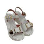 Sandali Con Zeppa H 6 cm Lorenzo Mari In Vitello Bianco art. Zoe 01 - immagine 4