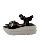 Sandali Con Zeppa H 6 cm Lorenzo Mari In Vitello Nero art. Zoe 01 - immagine 2