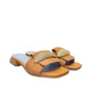 Ciabatta Lorenzo Mari In Pelle Cuoio, Accessorio Oro Tacco 3 cm art. Samu Mag 51 - immagine 2