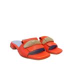 Ciabatta Lorenzo Mari In Pelle Arancio, Accessorio Oro Tacco 3 cm art. Samu Mag 51 - immagine 2