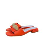 Ciabatta Lorenzo Mari In Pelle Arancio, Accessorio Oro Tacco 3 cm art. Samu Mag 51 - immagine 3