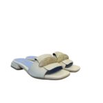 Ciabatta Lorenzo Mari In Pelle Martellata Beige, Accessorio Oro Tacco 3 cm art. Samu Mag 51 - immagine 2
