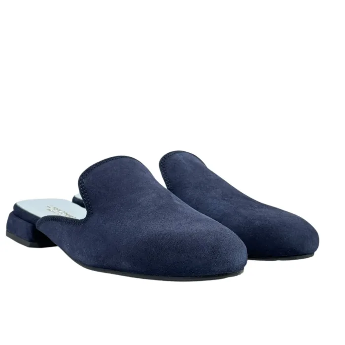 Sabot Lorenzo Mari in Camoscio Blu Tacco 3 cm art. Calla 13, foto 2 di 4