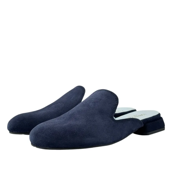 Sabot Lorenzo Mari in Camoscio Blu Tacco 3 cm art. Calla 13, foto 3 di 4