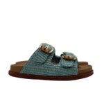 Sandali Doppia Fascia Lorenzo Mari In Rafia Azzurra art. Primula 01