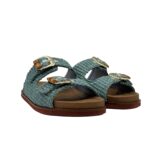 Sandali Doppia Fascia Lorenzo Mari In Rafia Azzurra art. Primula 01 - immagine 2