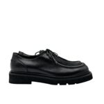 Mocassino Stringato Guglielmo Rotta in Nappa Nera  e Linguetta in Cavallino Nero Fondo Ultralight tacco 3 cm art. Kurt