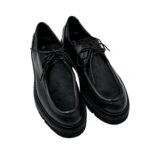 Mocassino Stringato Guglielmo Rotta in Nappa Nera  e Linguetta in Cavallino Nero Fondo Ultralight tacco 3 cm art. Kurt - immagine 3