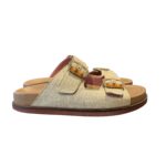 Sandali Doppia Fascia Lorenzo Mari In Rafia Beige art. Primula 01