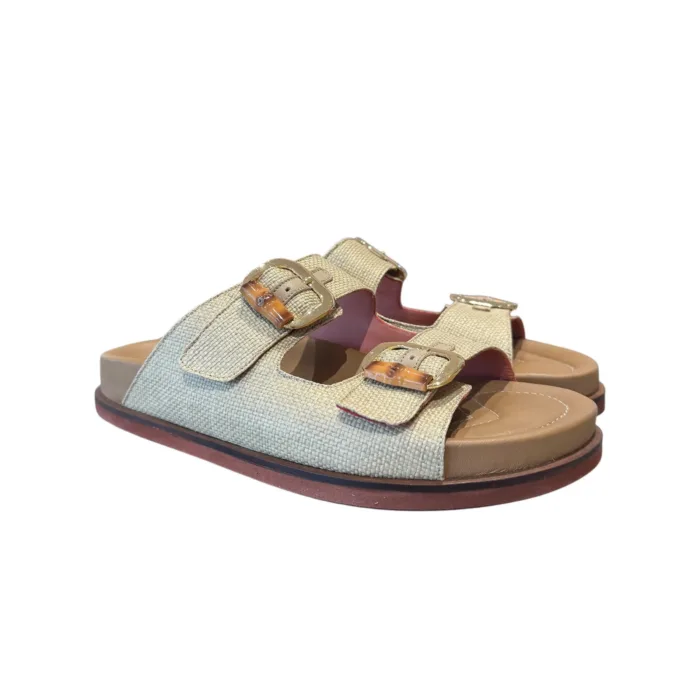 Sandali Doppia Fascia Lorenzo Mari In Rafia Beige art. Primula 01, foto 2 di 4
