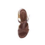 Sandali Con Zeppa H 6 cm Lorenzo Mari In Vitello Cioccolato art. Zoe 03 - immagine 2