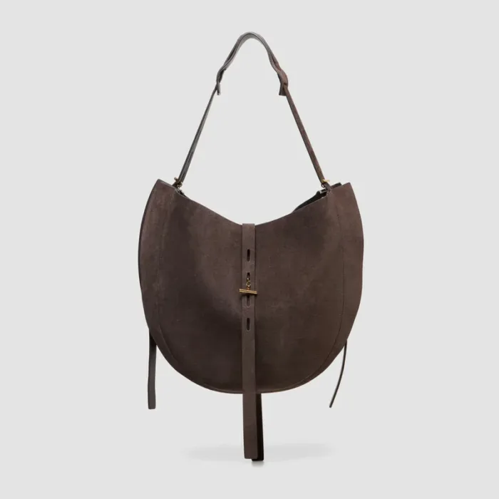 Borsa Hobo Grande a Spalla Minobossi in Camoscio Testa di Moro art. PRLIZSUEDE, foto 1 di 5