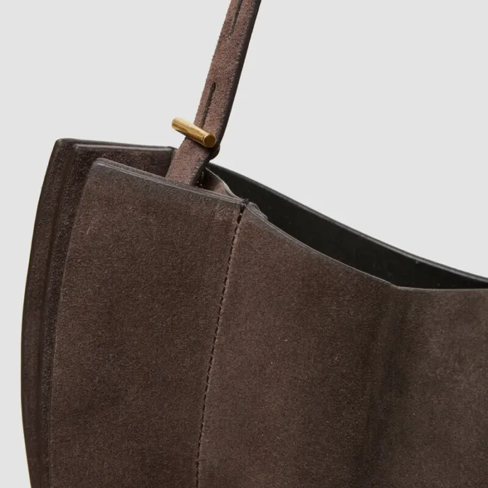 Borsa Hobo Grande a Spalla Minobossi in Camoscio Testa di Moro art. PRLIZSUEDE, foto 5 di 5