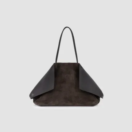 Borsa Grande a Spalla Minobossi in Morbida Nappa Nera e Camoscio Testa di Moro art. ROXANNE SUEDE/CALF T.Moro/Nero