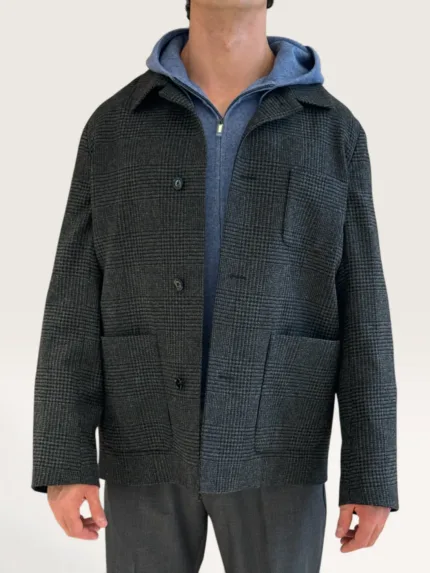 Giacca Overshirt Lardini in Lana Check Grigia Antracite Art. ACSTONE ACIF67515 950NE