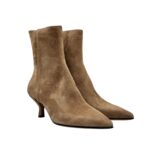 Stivaletto Pomme D'Or in Camoscio Beige Tacco 6 cm art. 6298 CAMOSCIO TOFFEE CUOIO NERO+GOCCIA - immagine 2