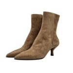 Stivaletto Pomme D'Or in Camoscio Beige Tacco 6 cm art. 6298 CAMOSCIO TOFFEE CUOIO NERO+GOCCIA - immagine 3