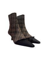 Tronchetto Roberto Festa in Tweed Nero Tortora Dettaglio Frange Tacco 6 cm art. Lorasia - immagine 2