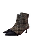 Tronchetto Roberto Festa in Tweed Nero Tortora Dettaglio Frange Tacco 6 cm art. Lorasia - immagine 3