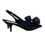 Slingback Roberto Festa in Velluto Nero Dettaglio Fiore Tono su Tono  Tacco 6 cm art. ISTINYA - immagine 4
