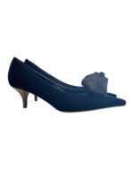 Décolleté Roberto Festa in Velluto Blu Navy Dettaglio Fiore Nero Tacco 6 cm art. TRUPA