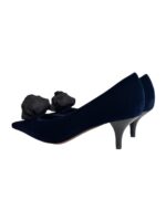 Décolleté Roberto Festa in Velluto Blu Navy Dettaglio Fiore Nero Tacco 6 cm art. TRUPA - immagine 2