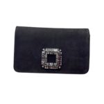 Pochette in Camoscio Nero con Tracolla Rimovibile in Pelle Nera Roberto Festa Dettaglio Gioiello art. ANZALEA