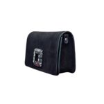 Pochette in Camoscio Nero con Tracolla Rimovibile in Pelle Nera Roberto Festa Dettaglio Gioiello art. ANZALEA - immagine 2