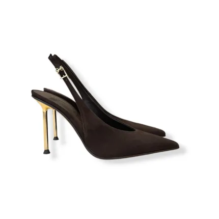 Slingback Sergio Levantesi in Camoscio Testa di Moro Tacco 9,5 cm art. Petra7 Camoscio Chocolate