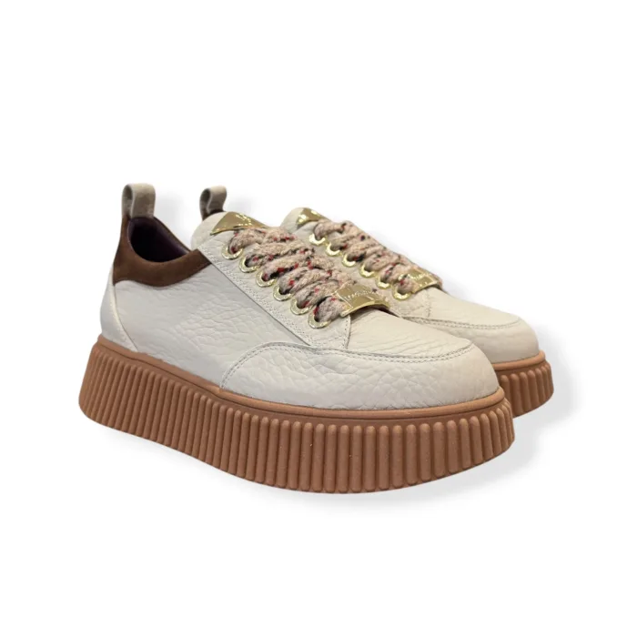 Sneakers Lorenzo Mari in Pelle Grenoble Avorio e Dettagli Testa di Moro art. Sally 26, foto 2 di 5