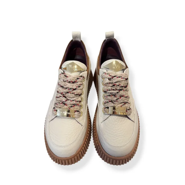 Sneakers Lorenzo Mari in Pelle Grenoble Avorio e Dettagli Testa di Moro art. Sally 26, foto 3 di 5