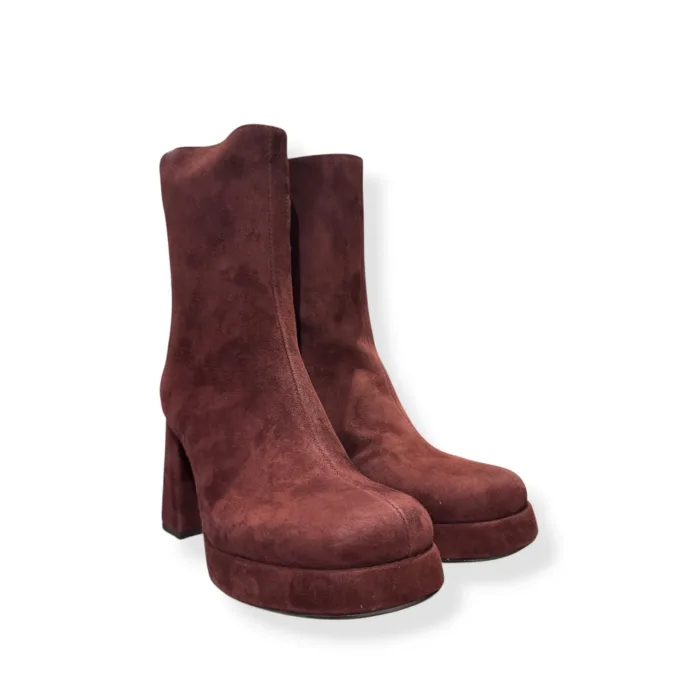 Tronchetti Lorenzo Mari in Camoscio Bordeaux H 9 cm Plateau 2 cm art. Flaminia 02, foto 2 di 4