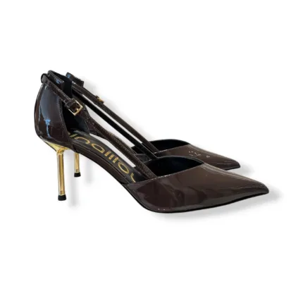 Décolleté Ninalilou in Vernice Ebano Tacco Oro 7 cm art. 362522H7 VERNICE EBANO 3867 HELEN 757