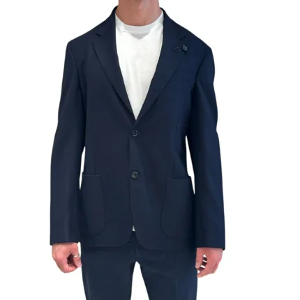Giacca Lardini in Jersey di Lana Loro Piana Jersely Blu Art. CN6202E ACIF67536 850