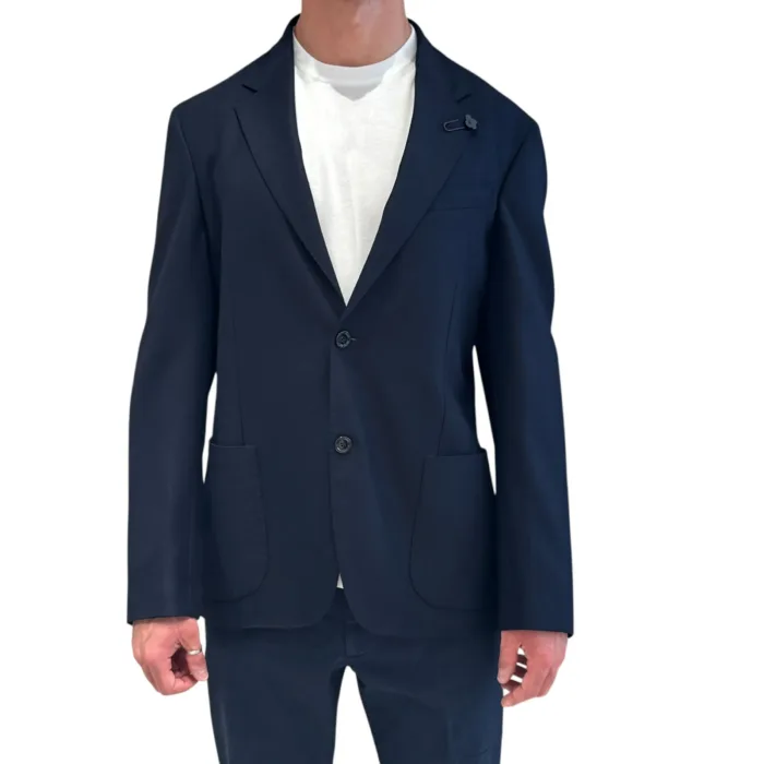 Giacca Lardini in Jersey di Lana Loro Piana Jersely Blu Art. CN6202E ACIF67536 850, foto 1 di 3