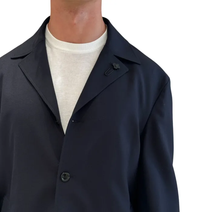 Giacca Overshirt Lardini in Lana Blu Art. ACCONY CN65402 850, foto 4 di 4