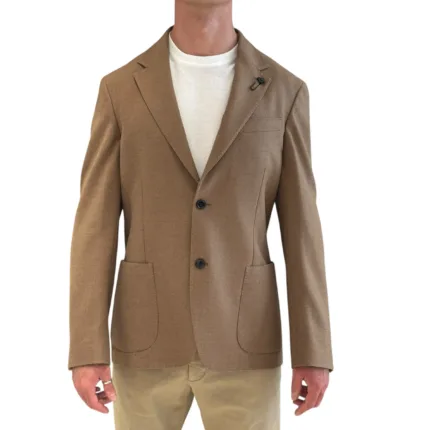 Giacca Lardini in Jersey di Lana Loro Piana Jersely Cammello Art. CN6202E ACIF67536 300