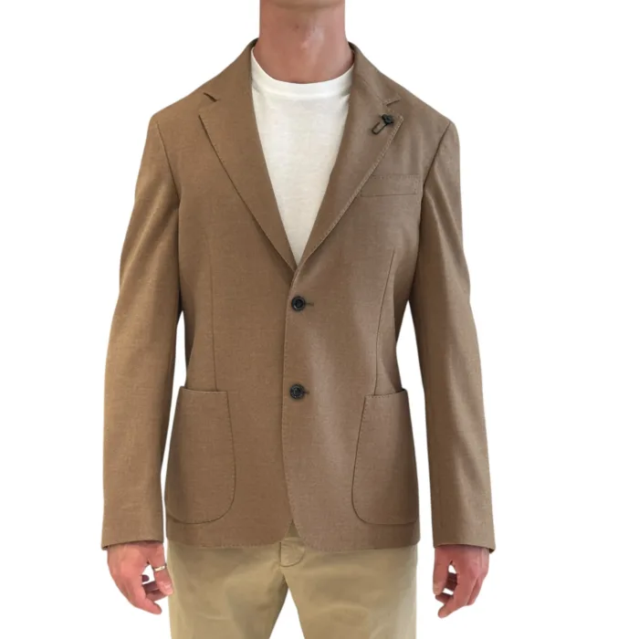 Giacca Lardini in Jersey di Lana Loro Piana Jersely Cammello Art. CN6202E ACIF67536 300, foto 1 di 3
