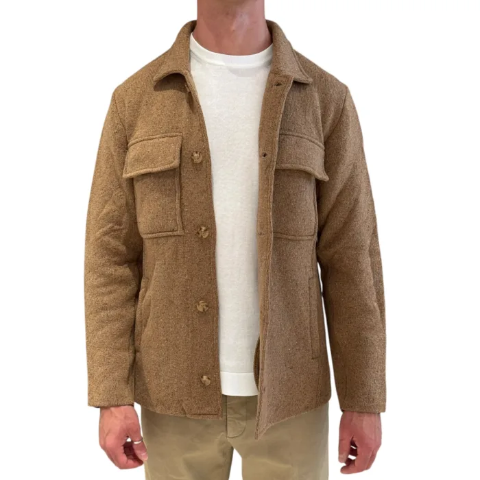 Giacca Overshirt Lardini in Lana Donegal Beige Art. ACLJM85 AC67014 200, foto 1 di 3