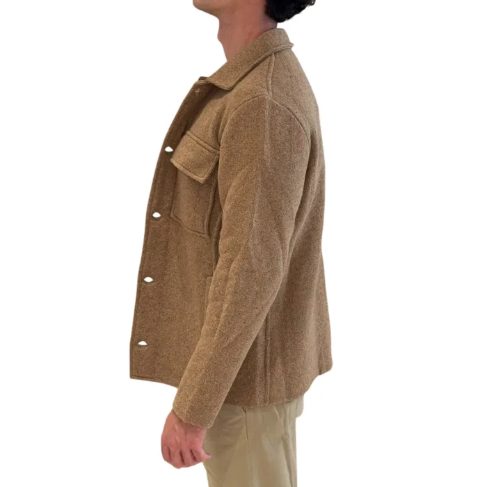 Giacca Overshirt Lardini in Lana Donegal Beige Art. ACLJM85 AC67014 200, foto 2 di 3